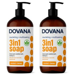 DOVANA Soap, Body Wash, Bubble Bath, Shampoo | Coconut and Lemon