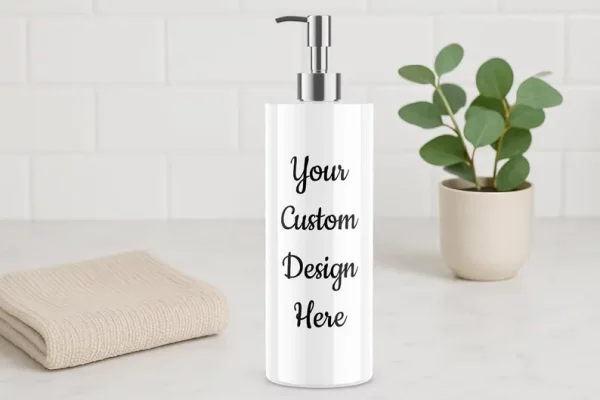 White Stainless Steel Bottle with Pump